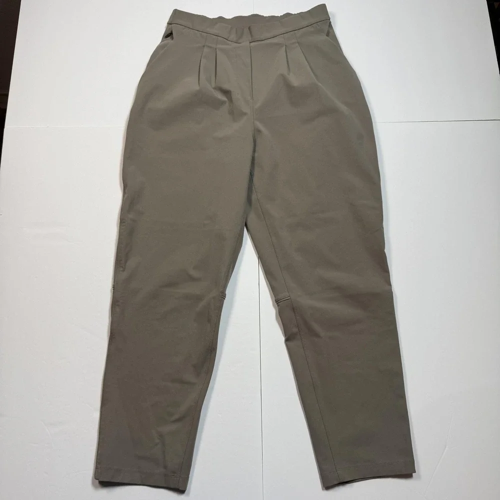 Lululemon Pants Womens 8 Olive Green Pleated Tapered Joggers Zip Pocket Athletic